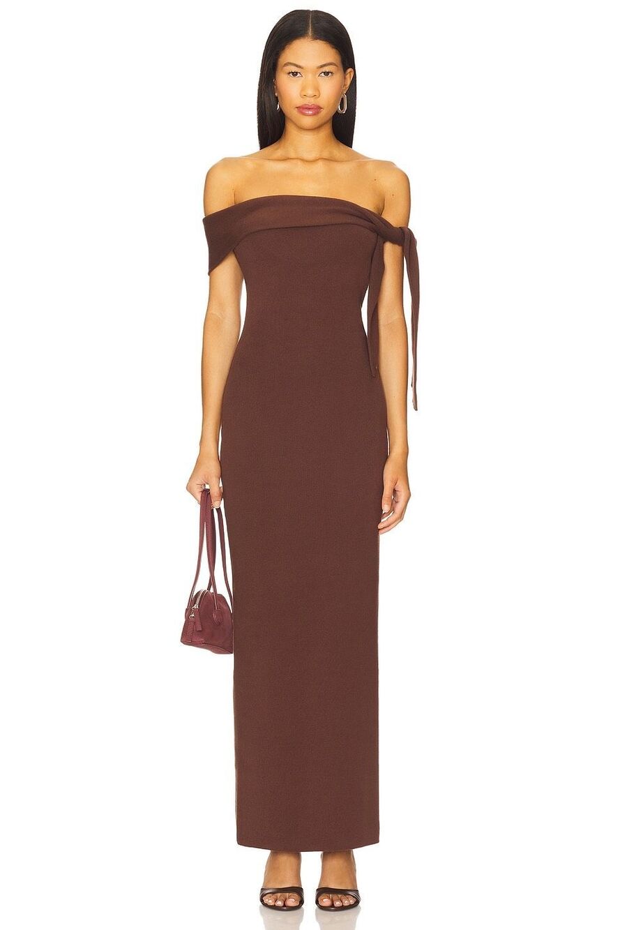 SNDYS Jaymes Maxi Dress in Chocolate Size Large $118